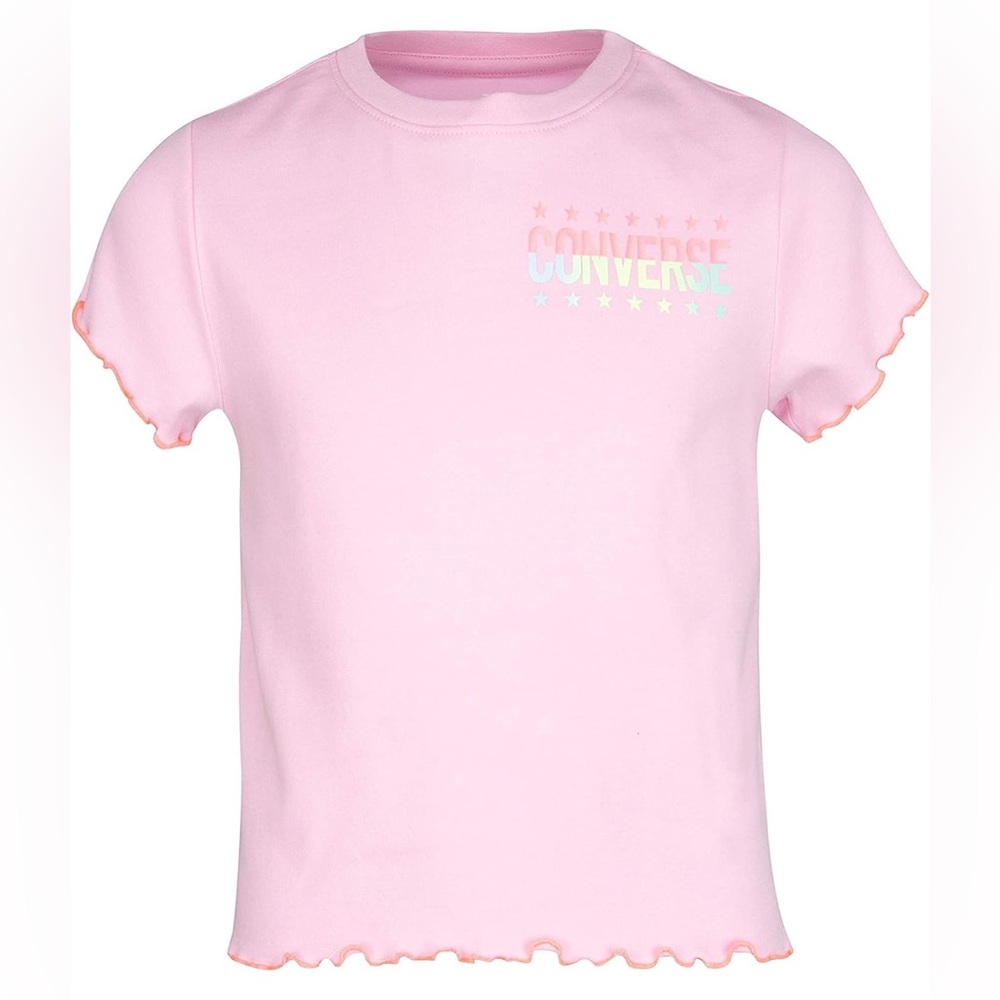 Converse Pastel Pink Lettuce-Trim Girl T-Shirt with Logo sz XL NWT!